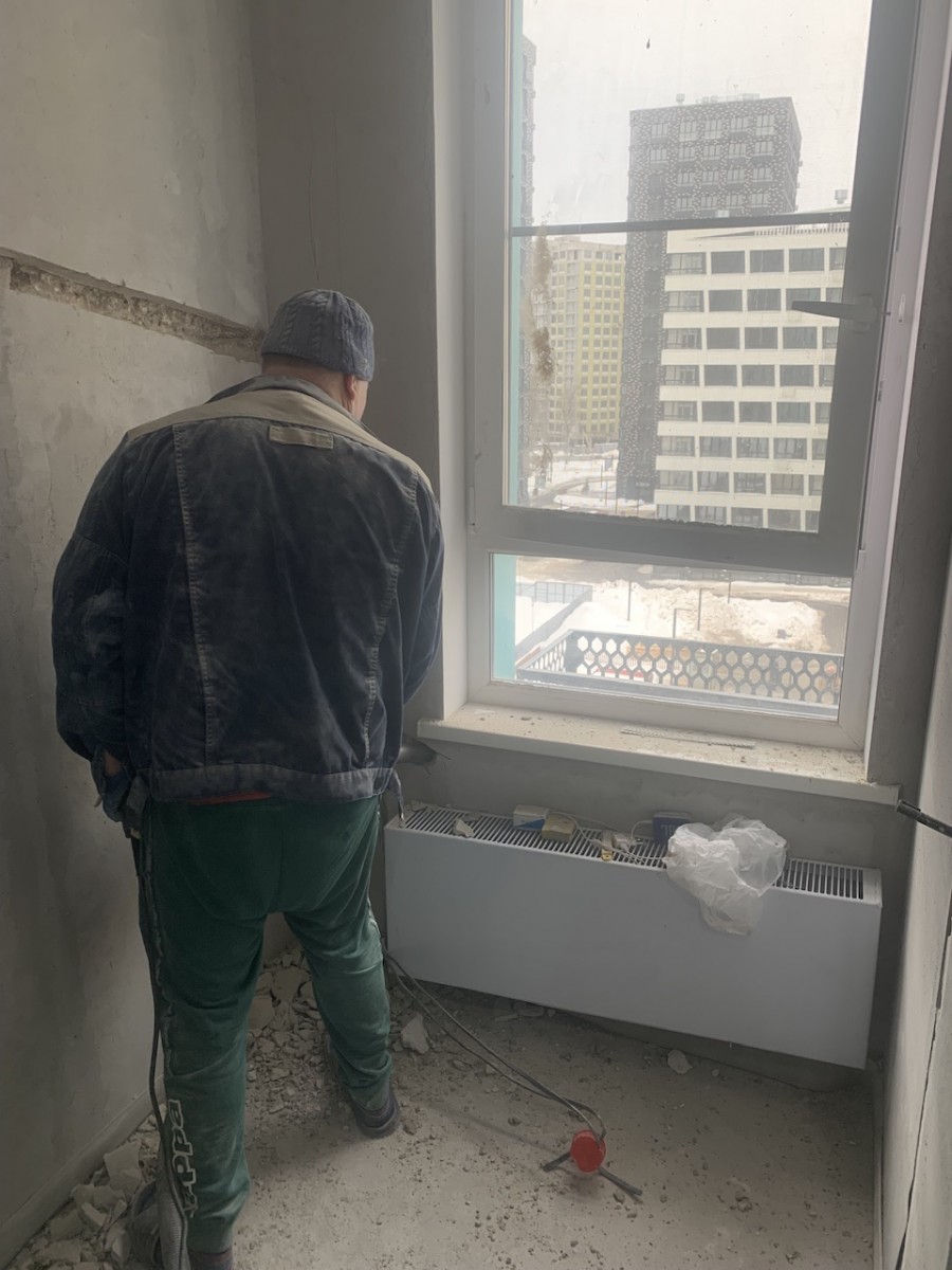 Монтаж штроба закладка трассы кондиционера, Проспект Куприна 1 корпус 2 ...